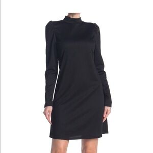NWT Vanity Room mock neck black puff shoulder dress size S